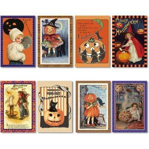 24 Pcs Vintage Halloween Greeting Cards With Envelopes and Stickers, 4 X 6"